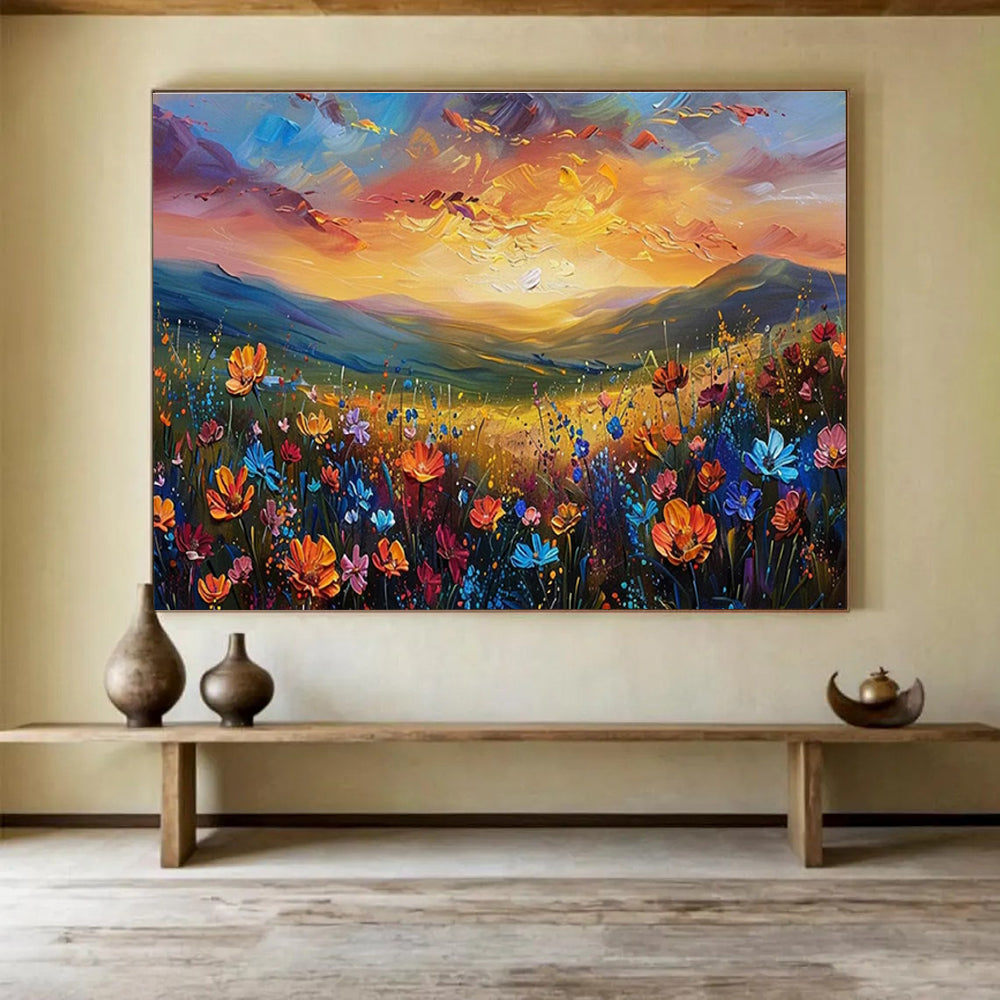 Hand-Painted Large Abstract Painting, Bold Colorful Wall Art for Living Room DLZ3221