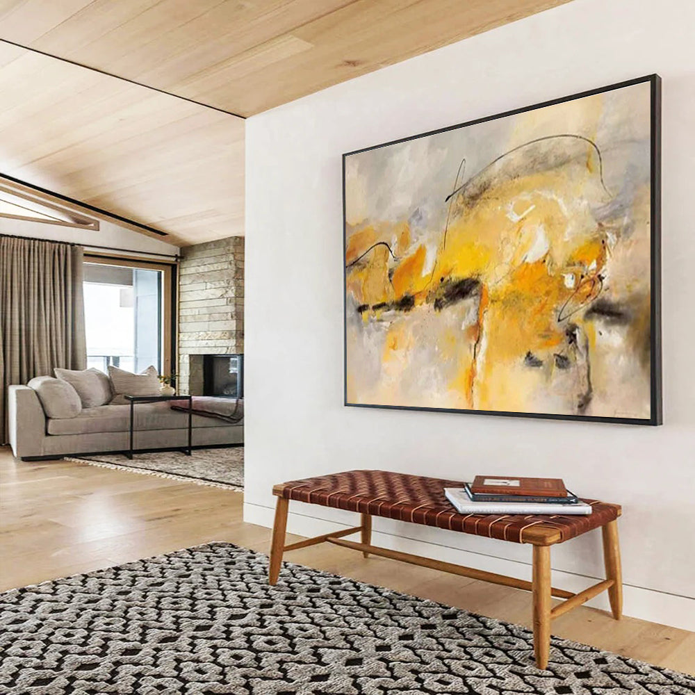Custom-Made Giant Abstract Hand Painting for Private Jet Hangar Lounge DLZ2815