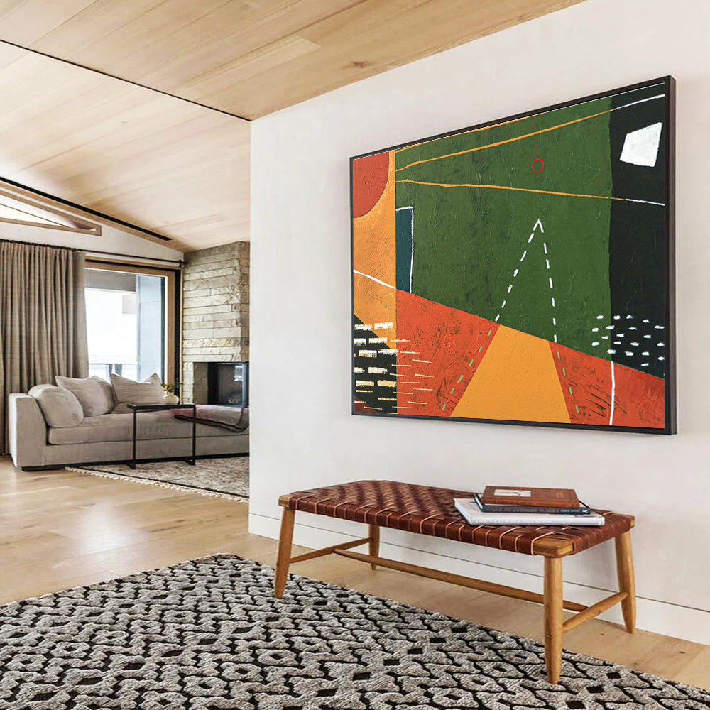 Custom Giant Abstract Hand Painting for Mountain Hydroelectric Pumped Storage Station DLZ2942