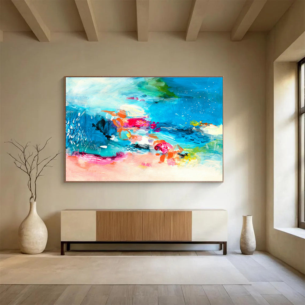 Textile Dye Custom Hand-Painted Abstract Art for Canopy Decor in Bedrooms