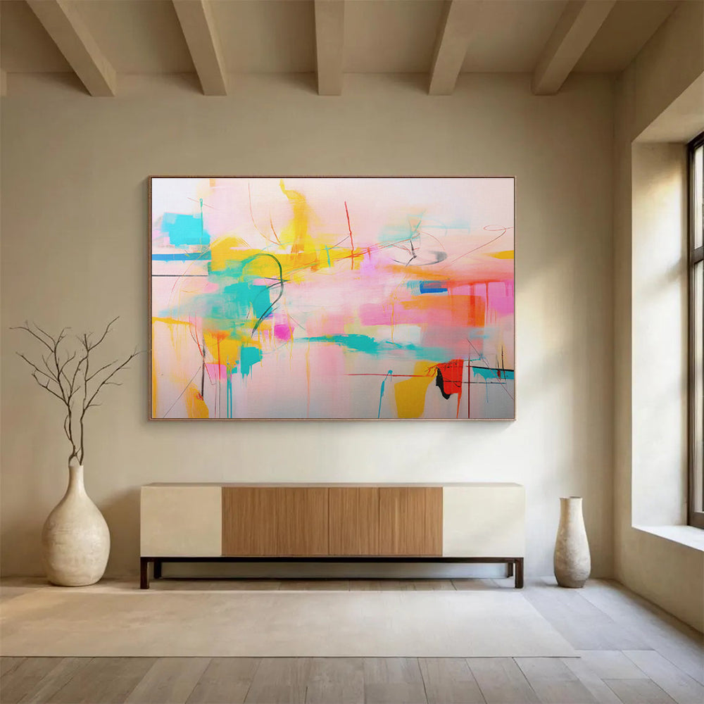 Oversized Custom Hand-Painted Abstract Art for Online Payment Gateway Security Operations Center DLZ2884