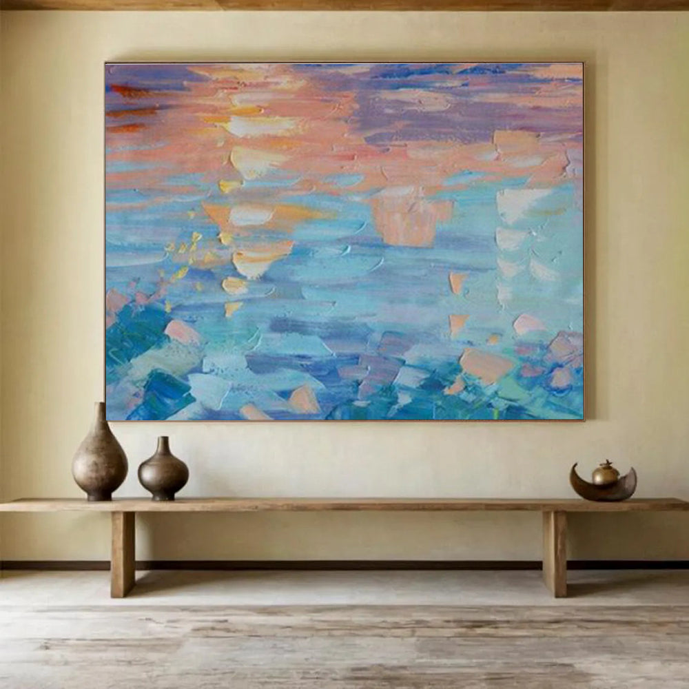 Oversized Custom Abstract Hand Painting for Arctic Freshwater Wetland Restoration Project Office DLZ3046