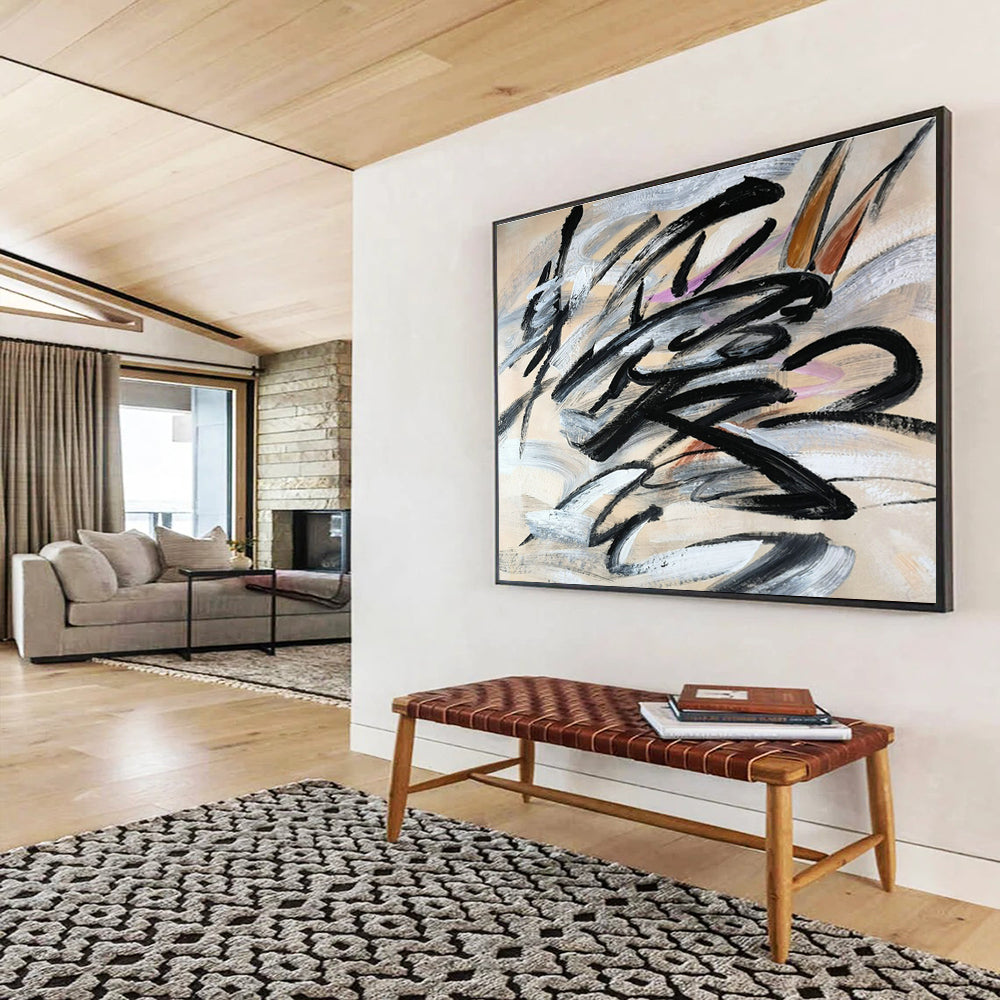 Bespoke Vertical Urban Vertical Aquarium Public Gallery Oversized Abstract Hand-Painted Art DLZ2673