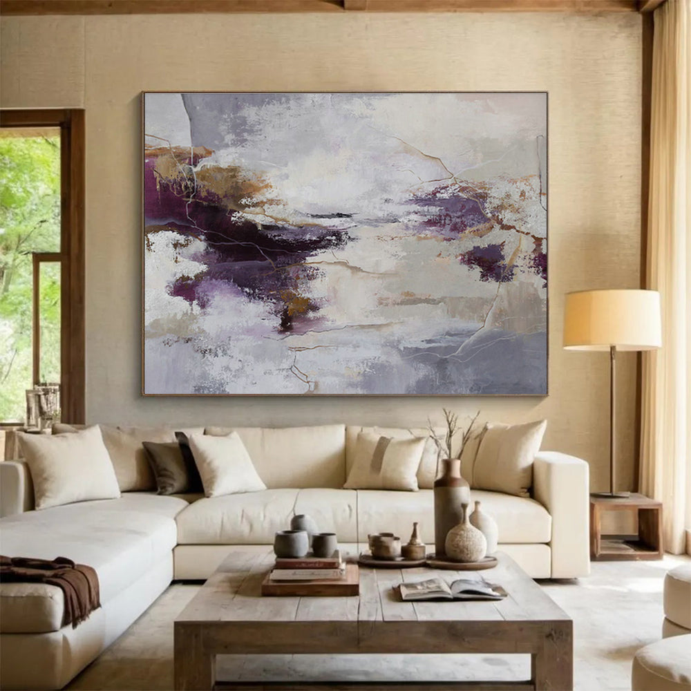 Large-Size Custom Hand-Painted Abstract Painting for Vertical Forest Residential Lobby DLZ2900