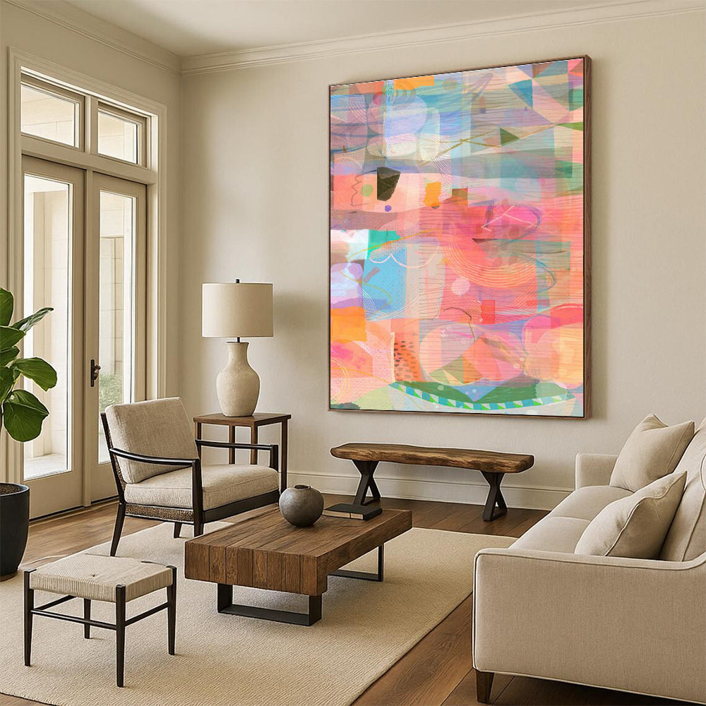 Expansive Custom Hand-Painted Abstract Artwork - Trendy Decor for Co-Working Spaces  DLZ0163