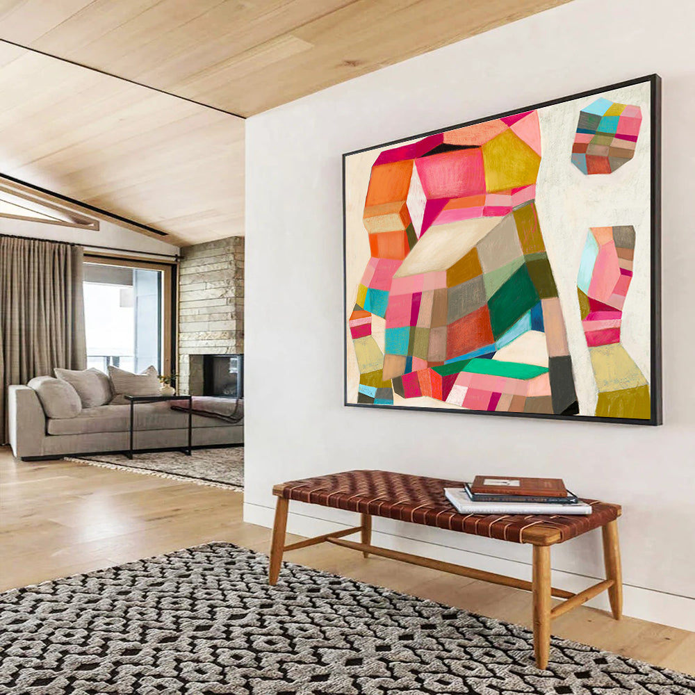 Reclaimed Wood Custom Hand-Painted Abstract for Eco-Friendly Spaces