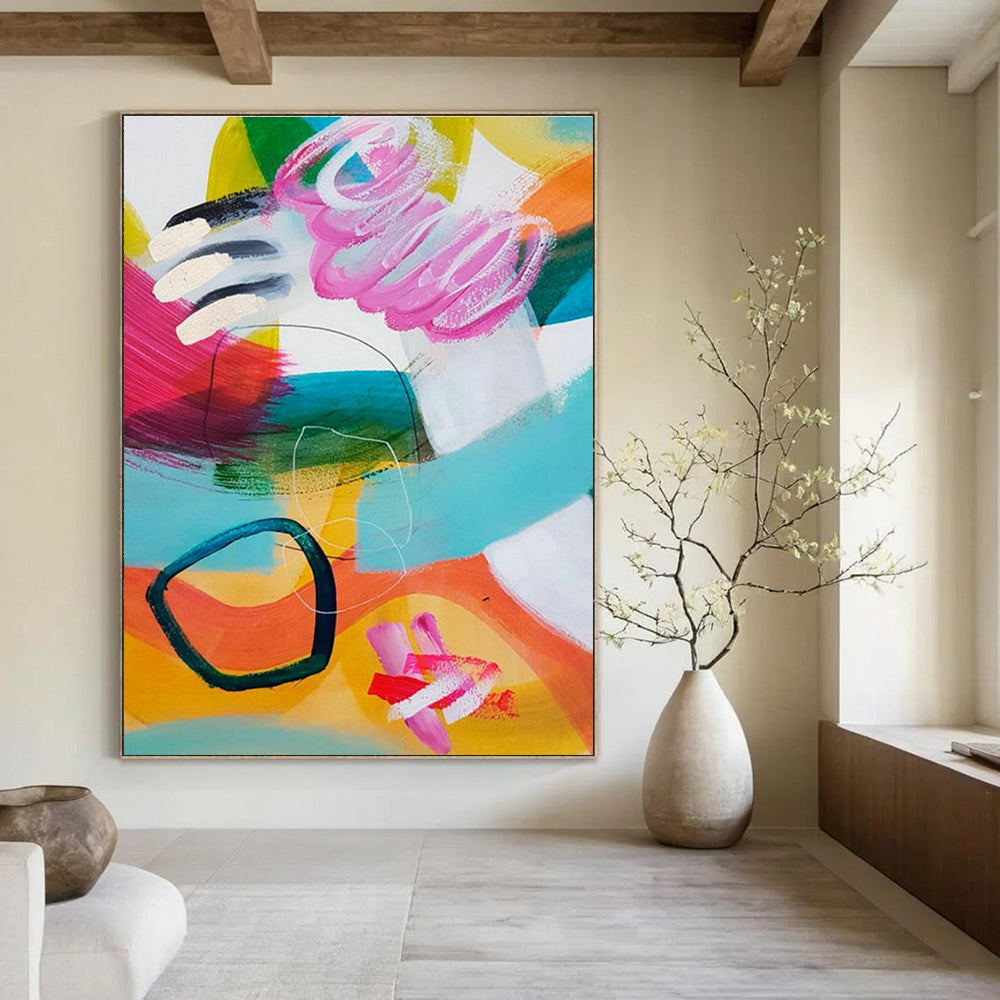 Gigantic Custom Hand-Painted Abstract Canvas for Urban Bird - Watching Hubs  DLZ0099