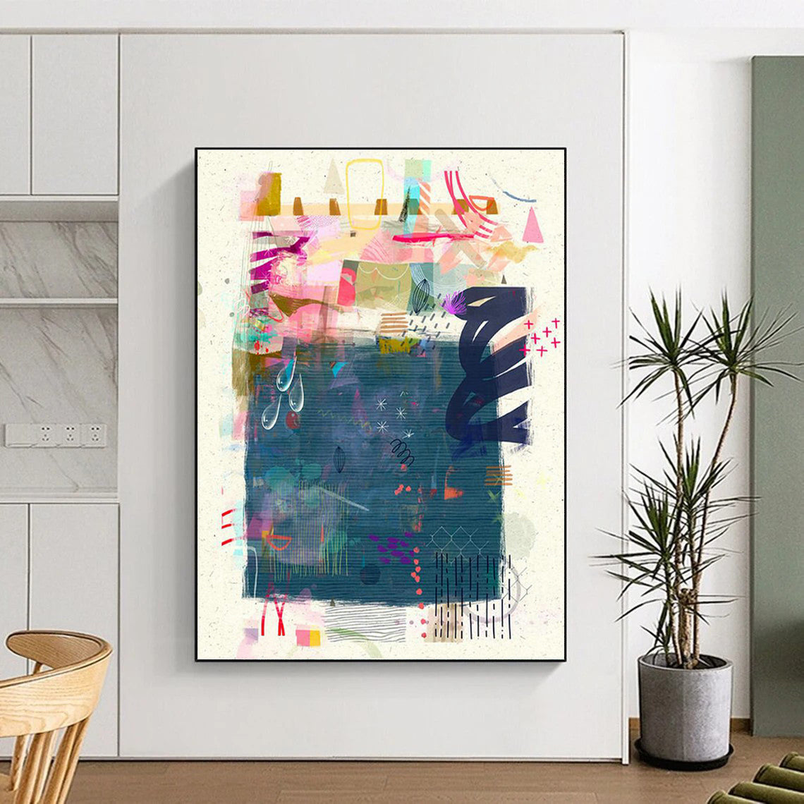Generous Custom Hand-Painted Abstract Canvas - Cozy Ambiance for Coffee Roasteries  DLZ0173