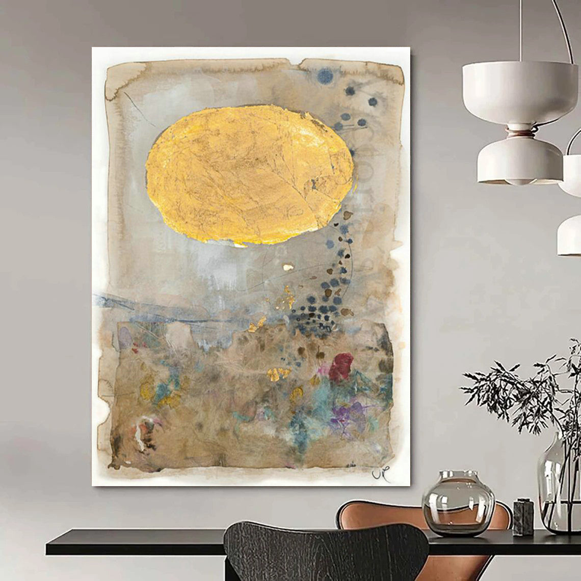 Gigantic Custom Hand-Painted Abstract Canvas for Vertical Farming Facilities  DLZ0079