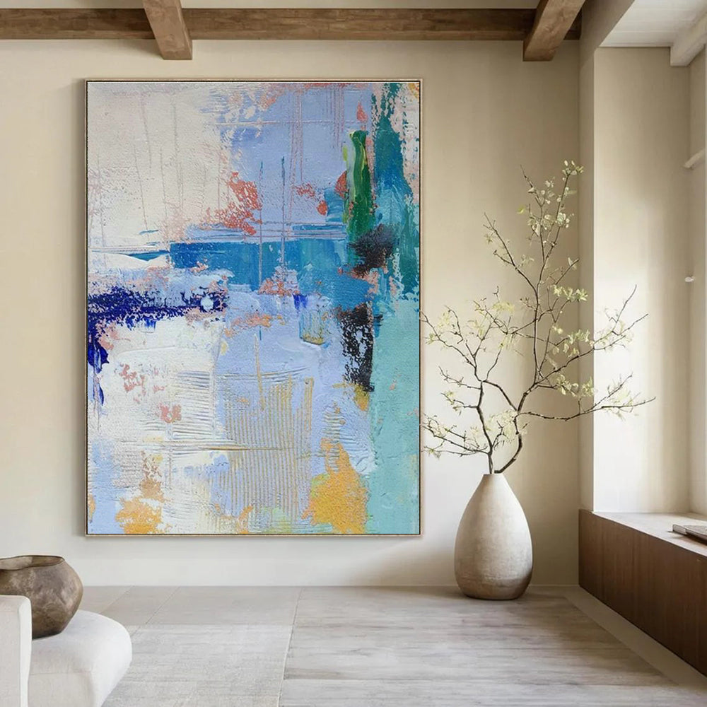 Immense Large-Scale Custom Hand-Painted Abstract Artwork - Rustic Serenity for Country Bed & Breakfasts  DLZ0335