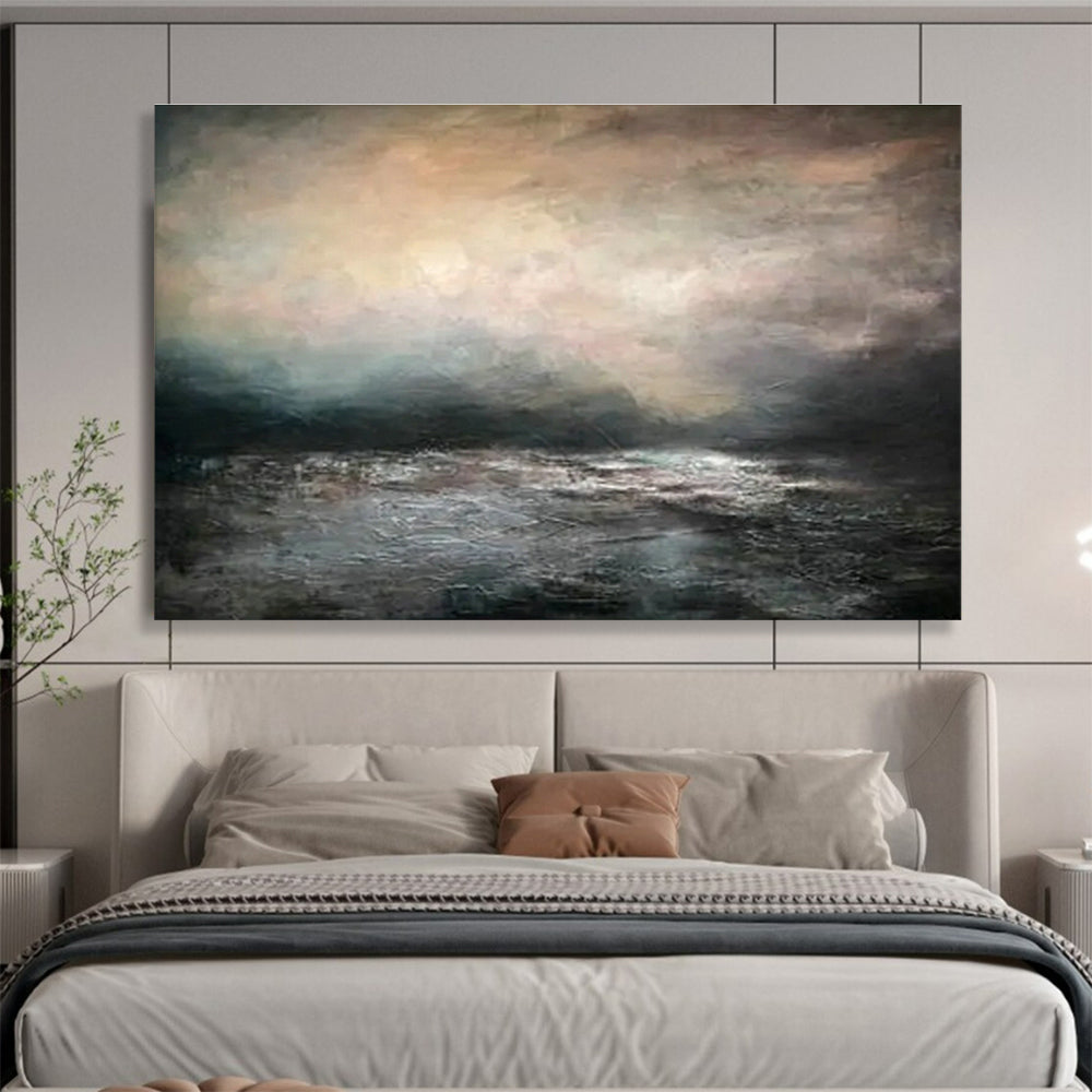 Custom-Made Giant Abstract Hand Painting for Subterranean Geothermal Power Plant Power Grid Interconnection Hub DLZ3153