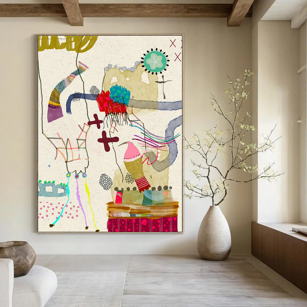 Stunning Large Custom Hand-Painted Abstract Painting - Glamorous Touch for Fashion Boutiques  DLZ0174