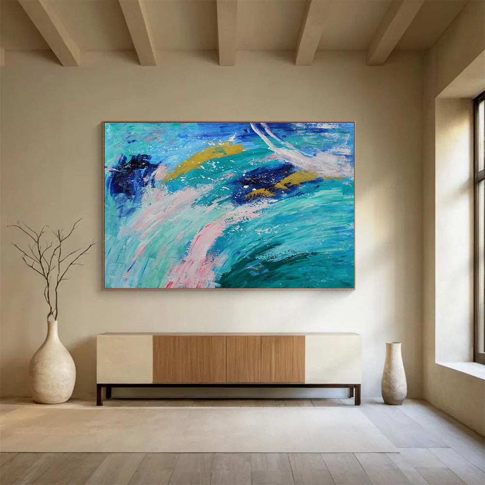 Oversized Custom Abstract Hand Painting for Deep-Sea Coral Nursery Expansion Project Office DLZ3038