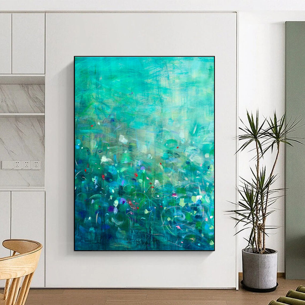 Vast Custom Hand-Painted Abstract Artwork - Welcoming Ambiance for Hotel Suites  DLZ0158