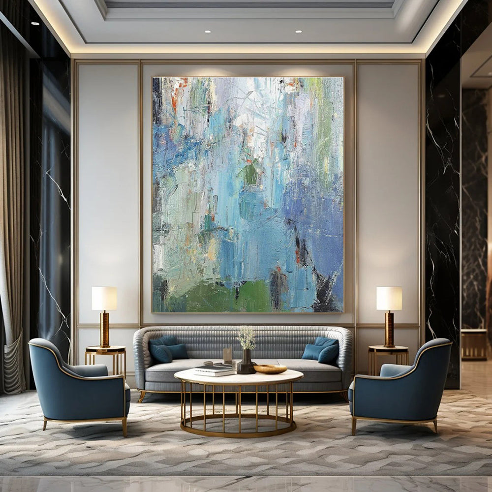 Gigantic Custom Hand-Painted Abstract Painting - Medieval Majesty for Castle Ruins Visitor Centers  DLZ0270