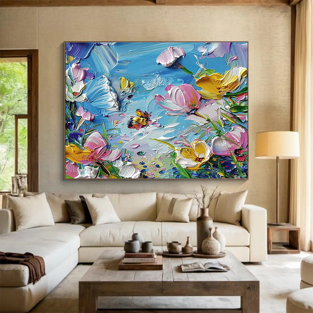 Oversized Custom Abstract Hand Painting for Arctic Freshwater River Food Web Dynamics and Trophic Interactions Research Station DLZ3218