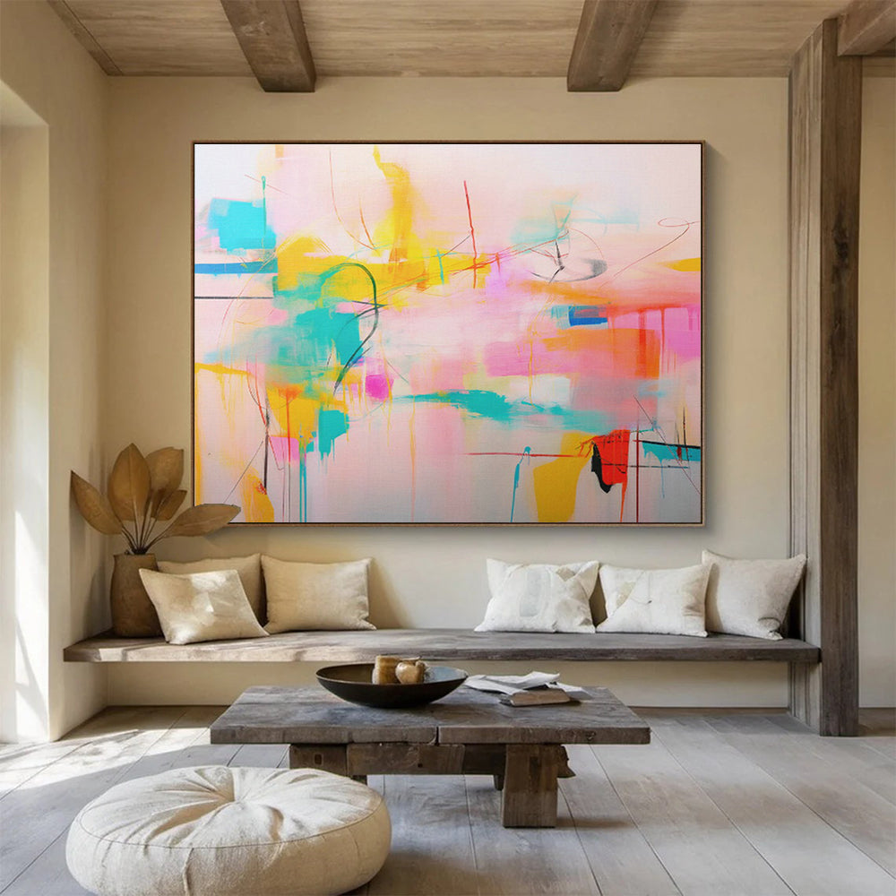 Oversized Custom Hand-Painted Abstract Art for Online Payment Gateway Security Operations Center DLZ2884