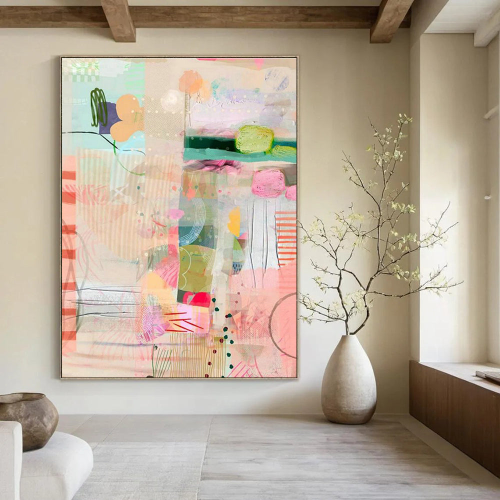 Gigantic Custom Hand-Painted Abstract Canvas for Indoor Skydiving Centers  DLZ0088