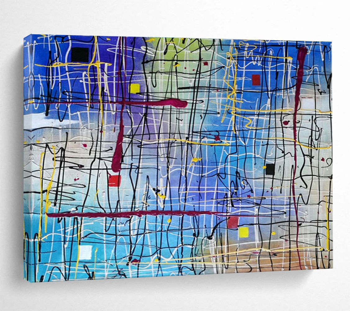 Hand-Painted Large Abstract Canvas, Dramatic Black and White for Entryways DLZ3233