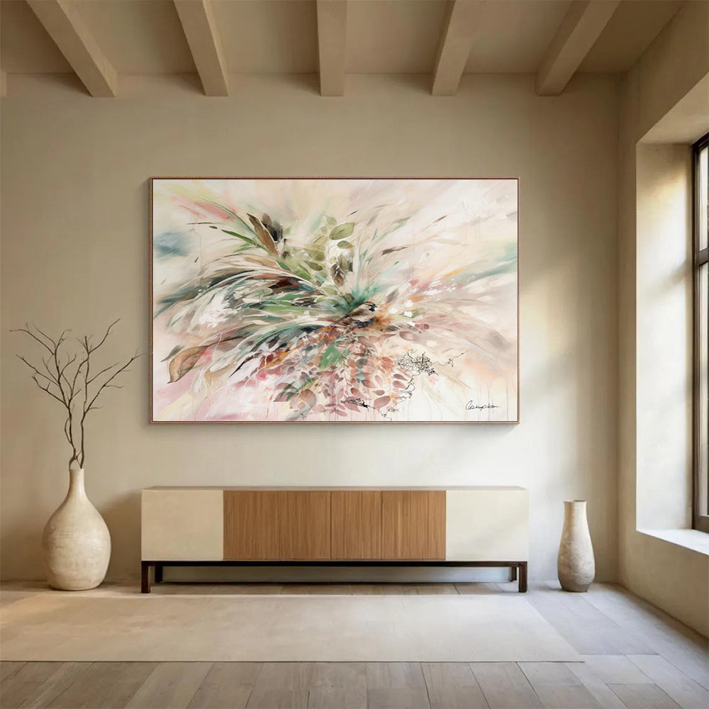 Customized Large-Scale Abstract Hand Painting for Arctic Tundra Research Base Mess Hall DLZ2919