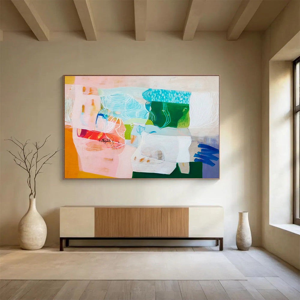Luminous Resin Custom Hand-Painted Abstract for Nightclub Visual Installations
