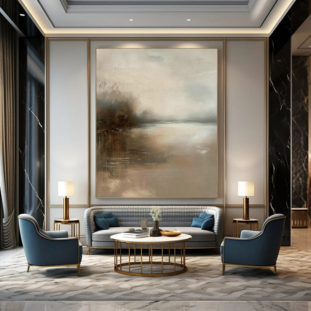 Immense Custom Hand-Painted Abstract Painting - Artistic Sophistication for Art Criticism Seminars  DLZ0231