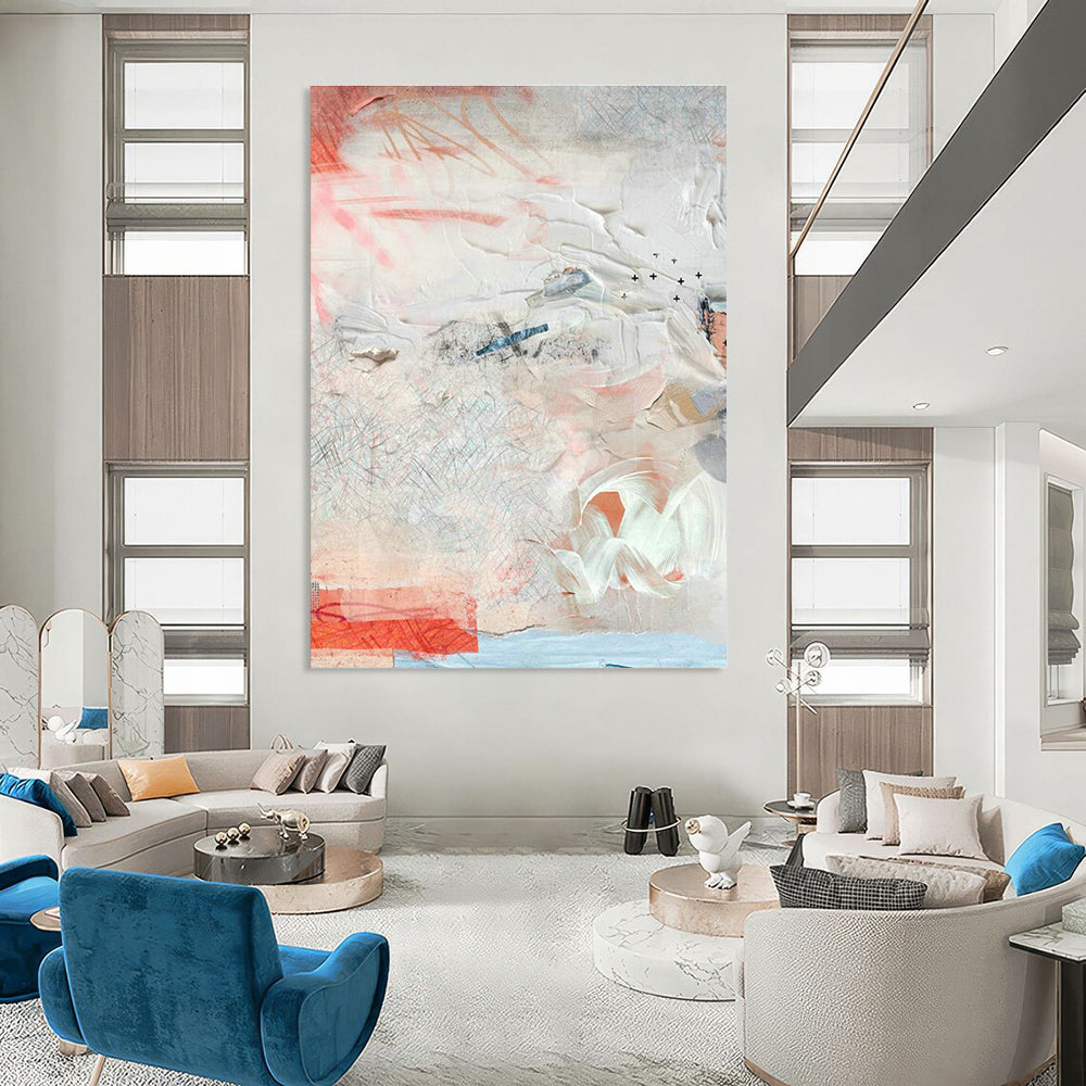 Impressive Large Custom Hand-Painted Abstract Painting - Upscale Décor for Fine Dining Restaurants  DLZ0157