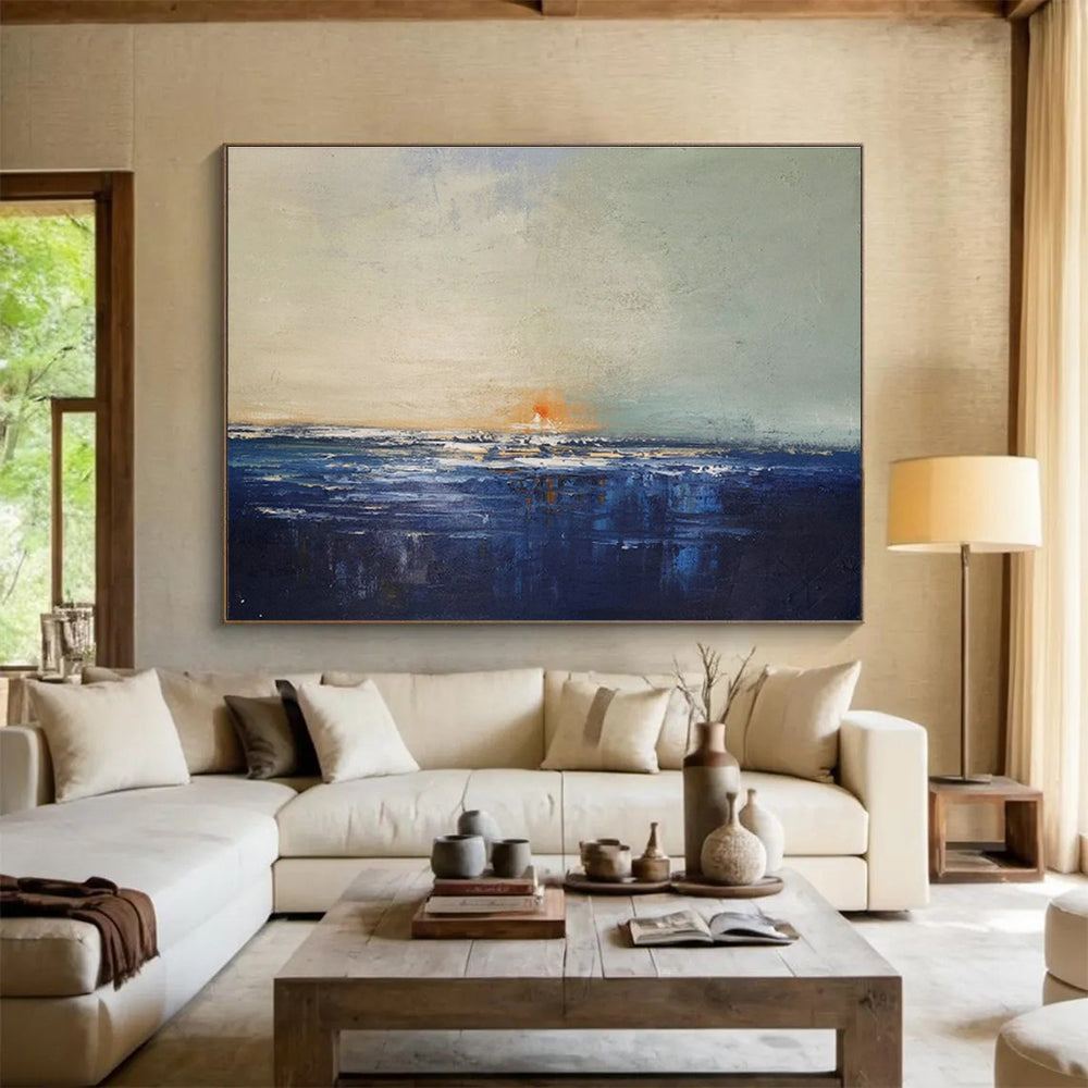 Oversized Custom Hand-Painted Abstract Art for Antarctic Marine Mammal Behavior Research Base DLZ3034