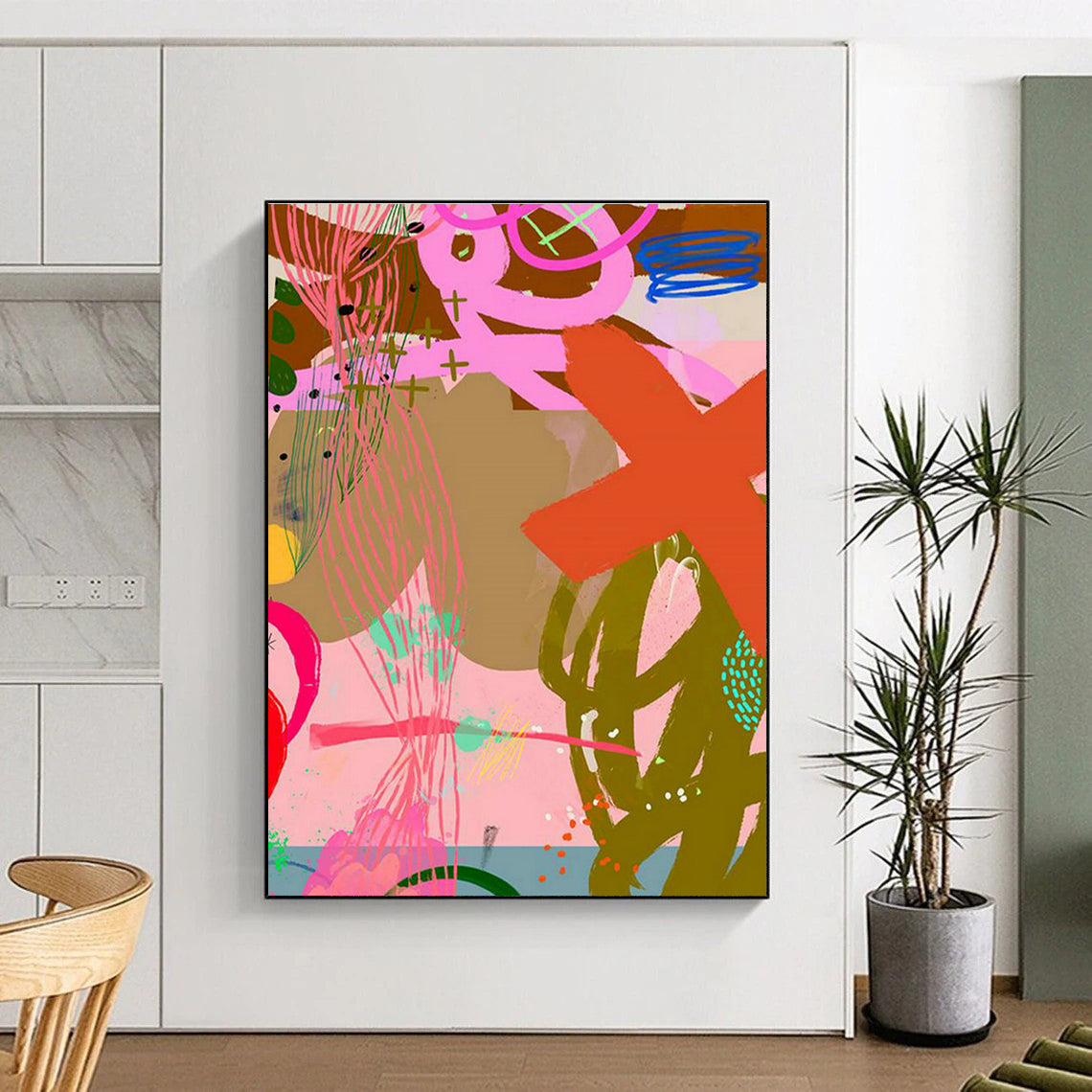 Extensive Custom Hand-Painted Abstract Painting - Dynamic Decor for Sports Bars  DLZ0154