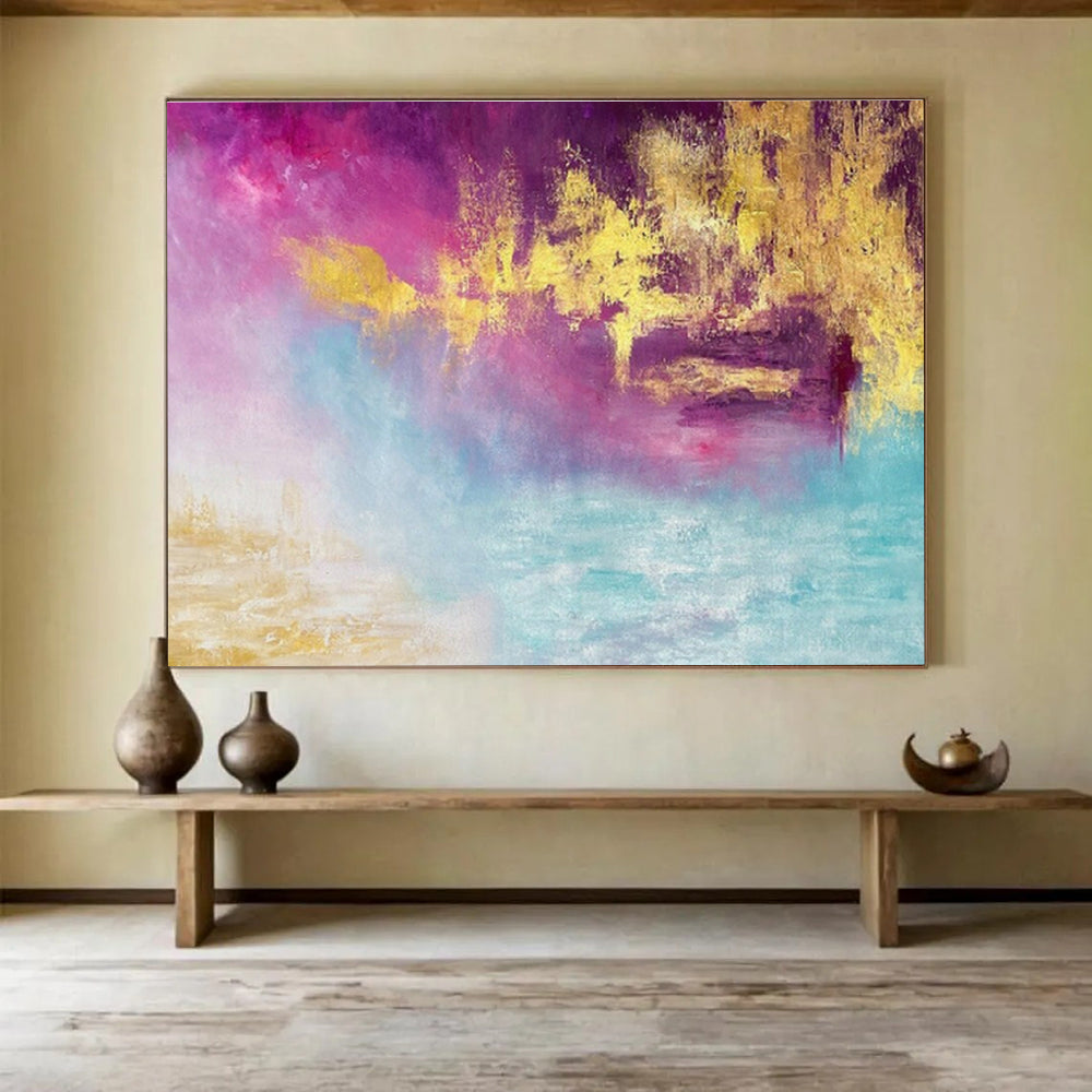 Dynamic Drip Texture Custom Hand-Painted Canvas Art in Industrial Style for Loft Spaces