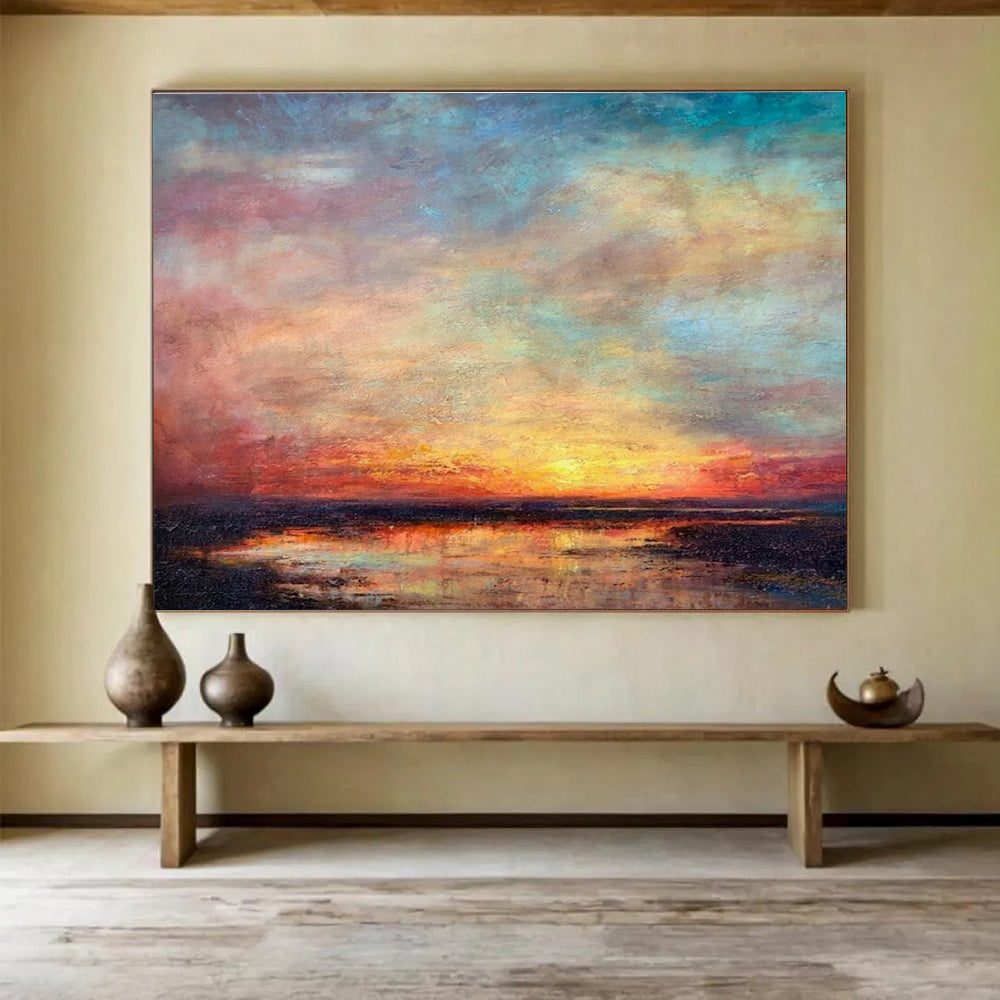 Large-Size Custom Abstract Hand Painting for Urban Rooftop Solar-Powered Water Pumping Station DLZ3160