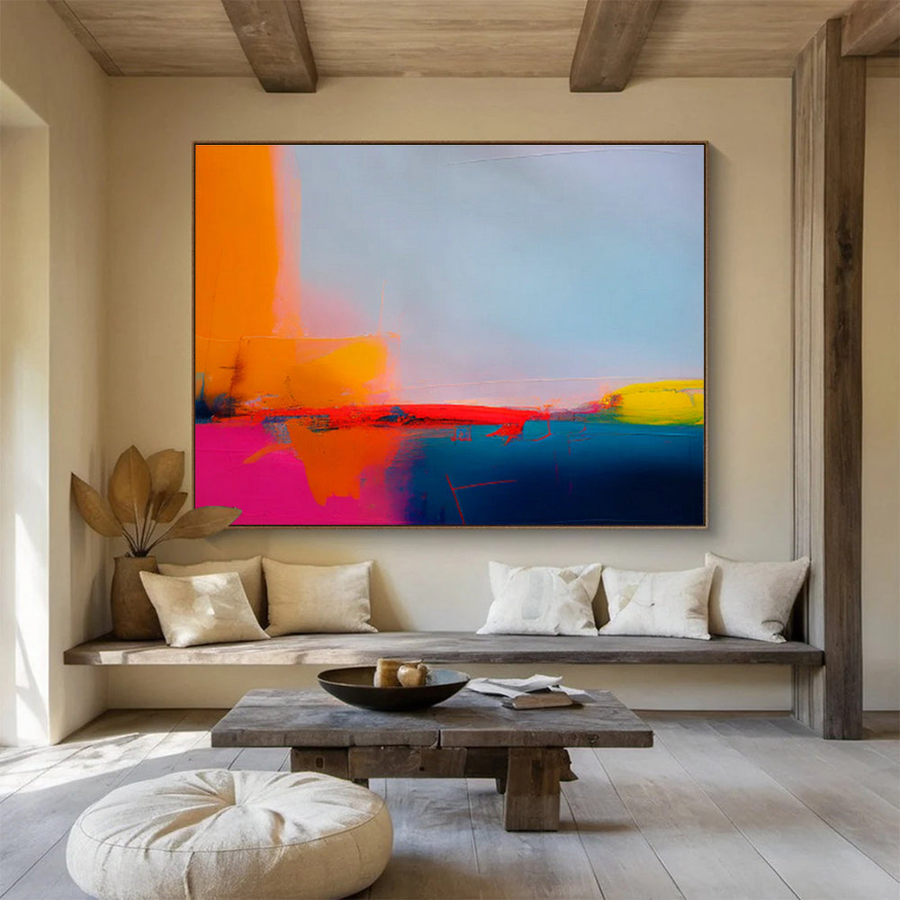 Customized Large Abstract Hand Painting for Volcanic Activity Monitoring Station Command Center DLZ2867