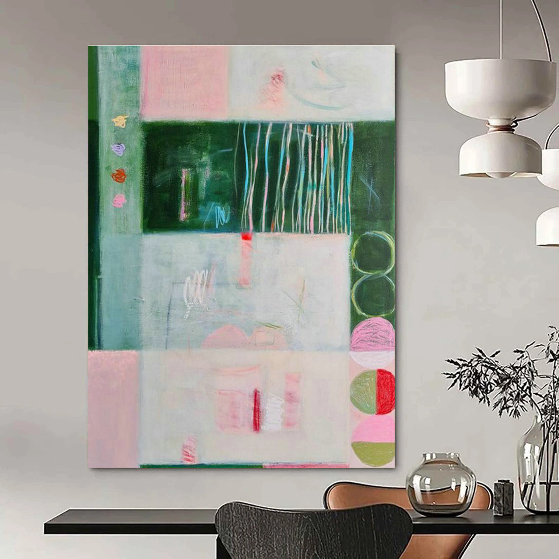 Large-Scale Customizable Hand-Painted Abstract Painting - Fun Art Decoration for Mahjong Rooms  DLZ0145