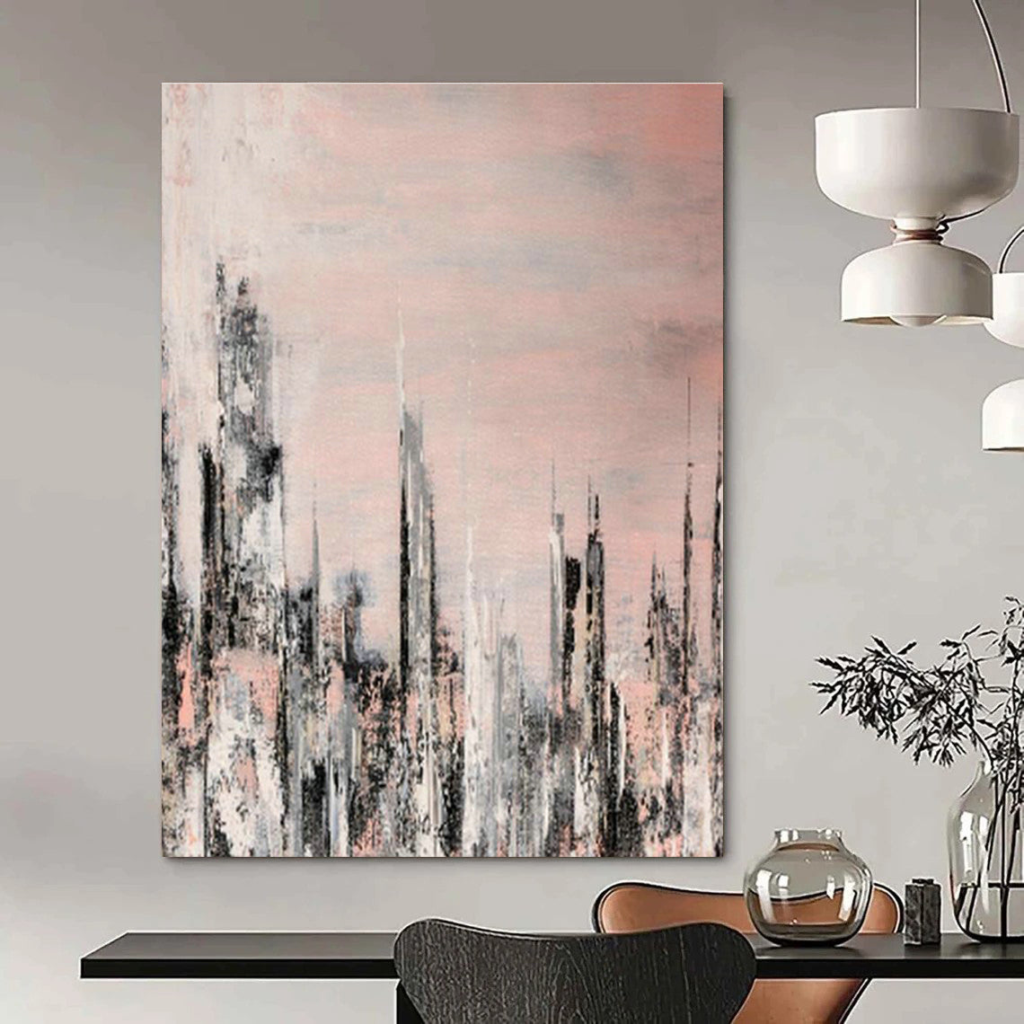 Titanic Customizable Handmade Abstract Canvas for Co-Living Community Lounges  DLZ0061