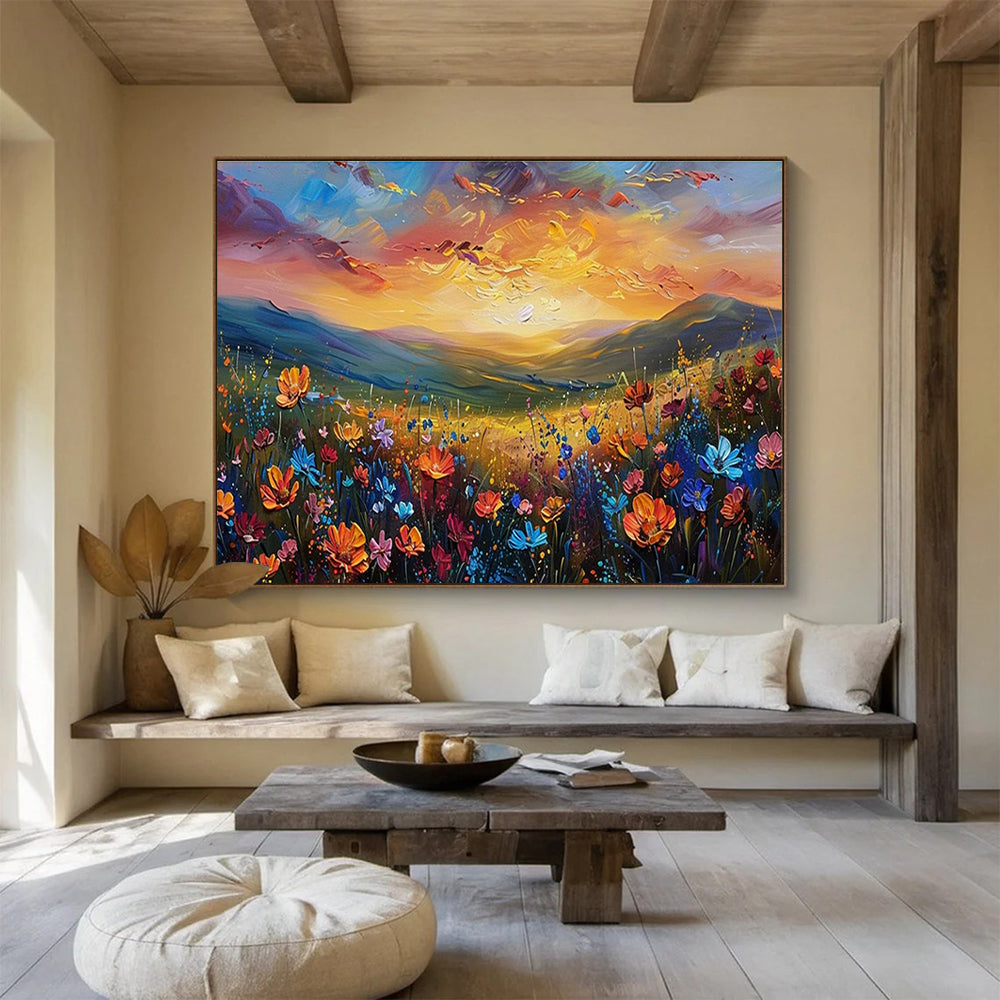 Hand-Painted Large Abstract Painting, Bold Colorful Wall Art for Living Room DLZ3221