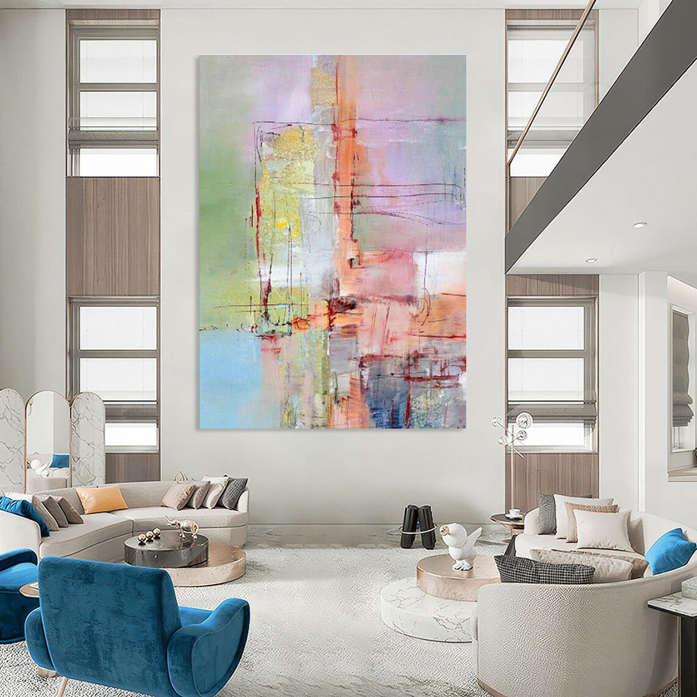 Striking Large Custom Hand-Painted Abstract Art - Artistic Breakthrough for Biotechnology Research Labs  DLZ0323