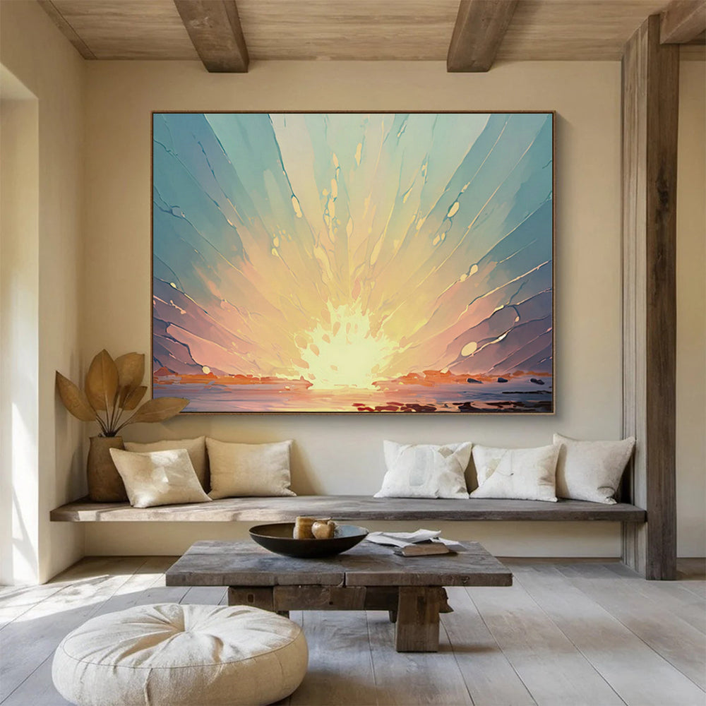 Large-Size Custom Hand-Painted Abstract Painting for Urban Vertical Farming LED Lighting R & D Center DLZ3049