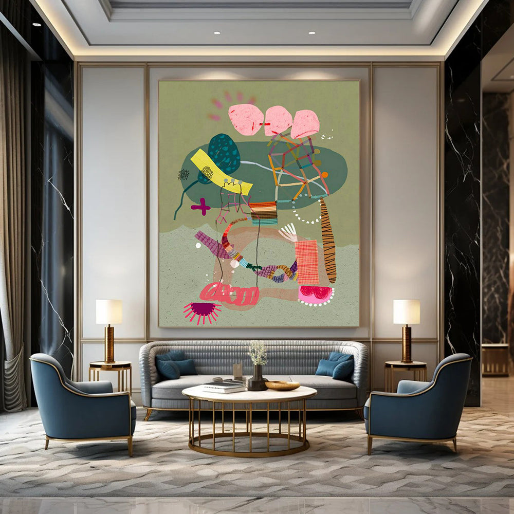 Immense Custom Hand-Painted Abstract Artwork - Engaging Decor for Museums  DLZ0175