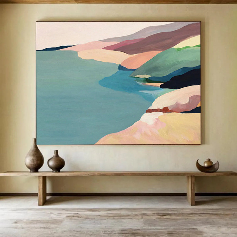 Oversized Custom Abstract Hand Painting for Deep-Sea Coral Reef Connectivity Research Project Office DLZ3125