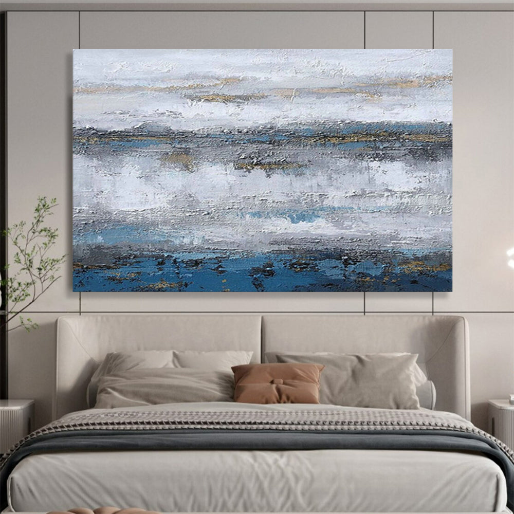 Oversized Custom Abstract Hand Painting for Offshore Wind Farm Operations and Maintenance Base DLZ2993