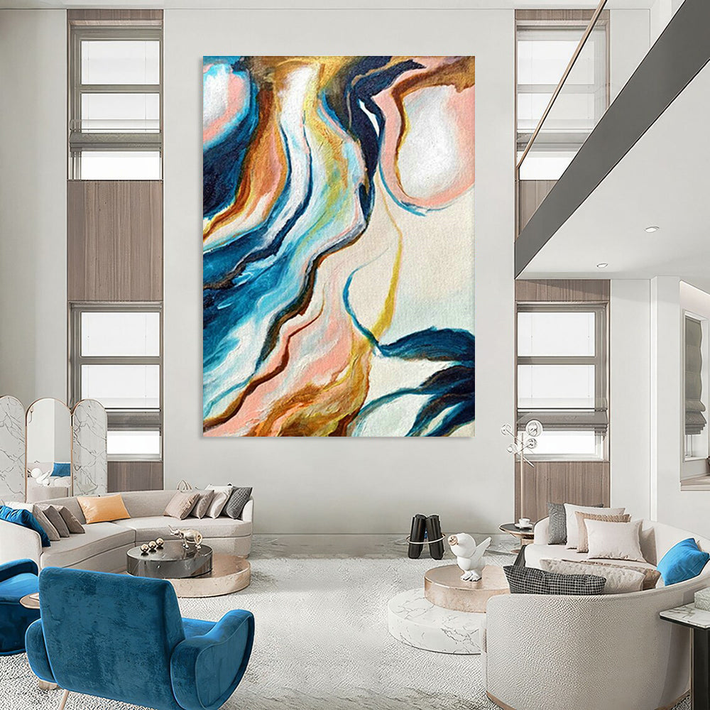 Towering Customizable Handmade Abstract Canvas for Medieval Reenactment Event Halls  DLZ0032