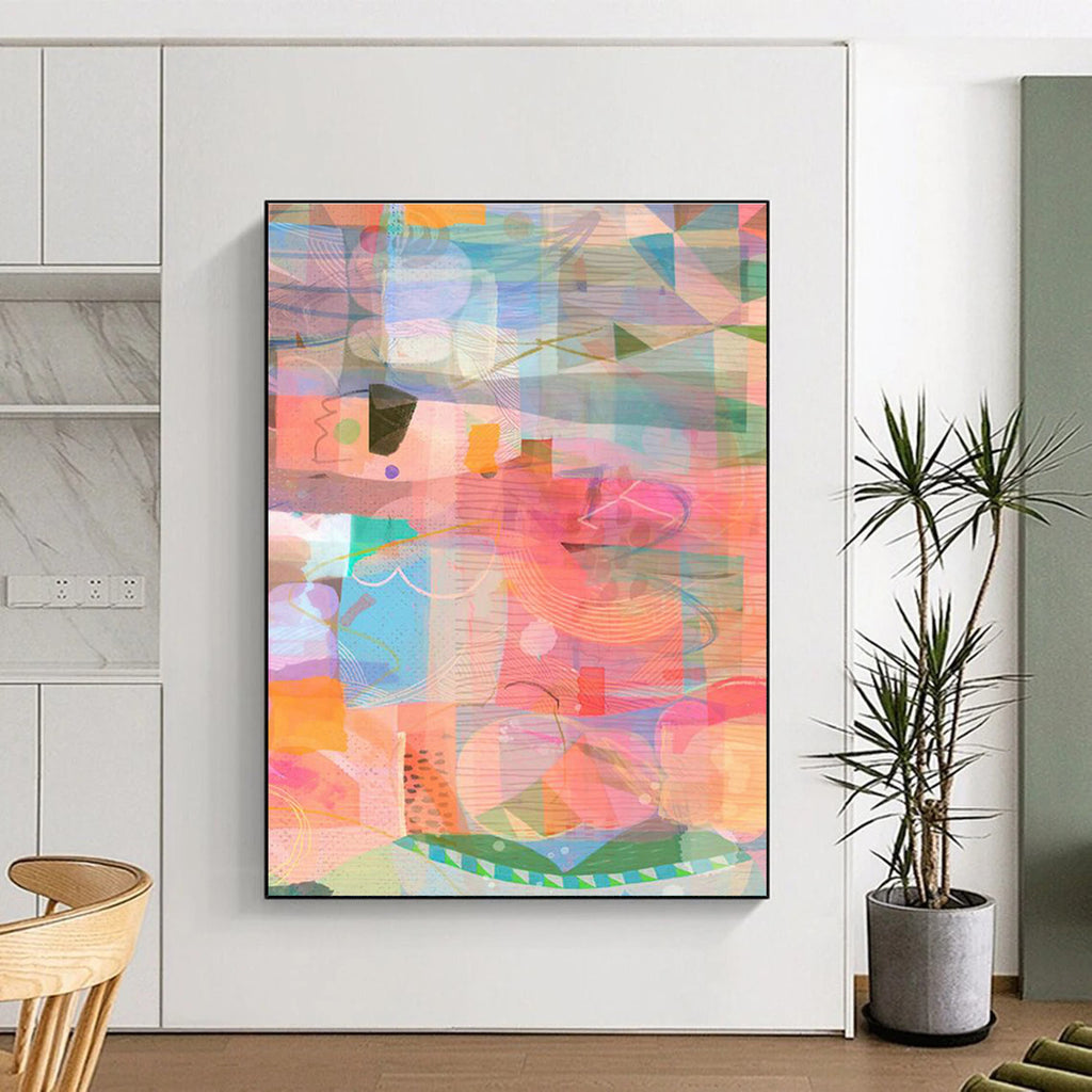 Expansive Custom Hand-Painted Abstract Artwork - Trendy Decor for Co-Working Spaces  DLZ0163