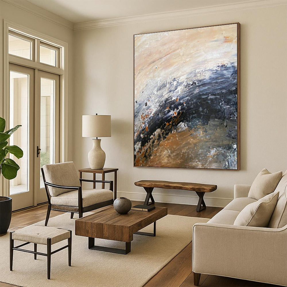 Extra Wide Custom Hand-Painted Abstract Painting for Train Station Waiting Halls  DLZ0008