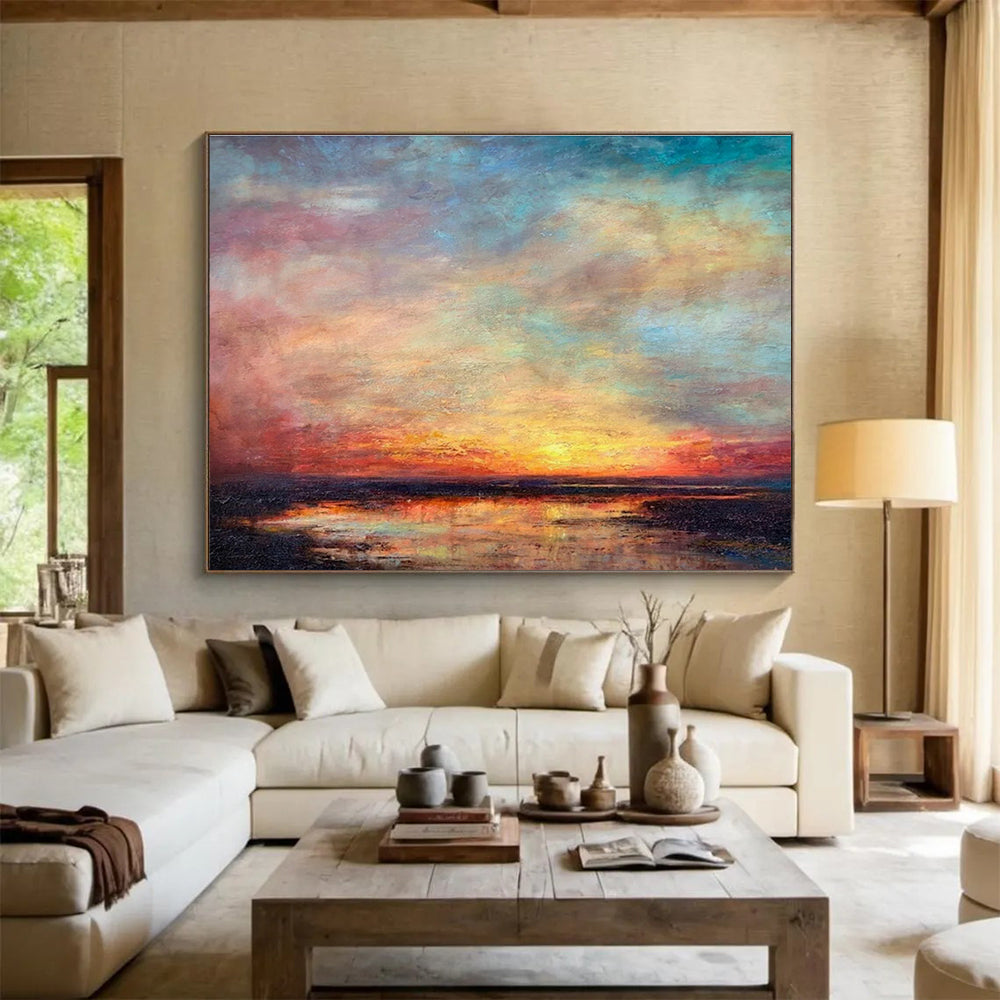 Large-Size Custom Abstract Hand Painting for Urban Rooftop Solar-Powered Water Pumping Station DLZ3160