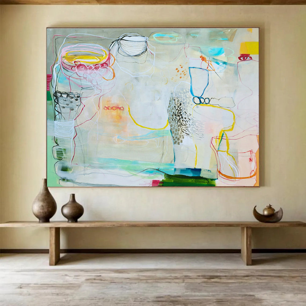 Customizable Large-Size Hand-Painted Abstract Painting for Living Room