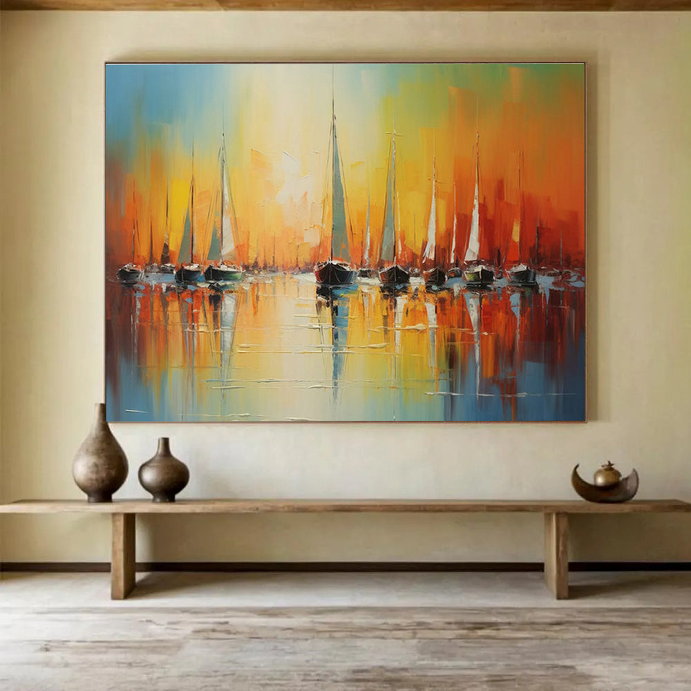 Handmade Large Abstract Painting, Indian-inspired for Bohemian Interiors DLZ3248