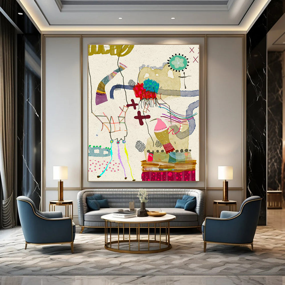 Stunning Large Custom Hand-Painted Abstract Painting - Glamorous Touch for Fashion Boutiques  DLZ0174