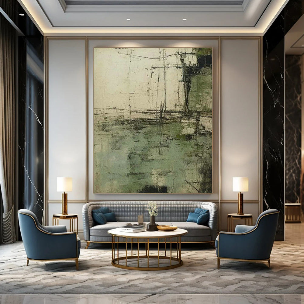 Sprawling Custom Hand-Painted Abstract Canvas - Vintage Charm for Old-Fashioned Barber Shops  DLZ0253