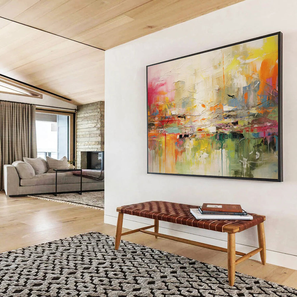 Customized Large Abstract Hand Painting for Antarctic Marine Microbial Ecology Research Base DLZ3072