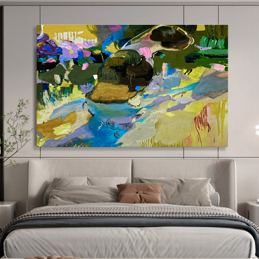 Oversized Customizable Hand-Painted Abstract Canvas for Yacht Interiors DLZ3307